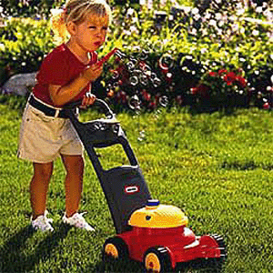 Girl with mower